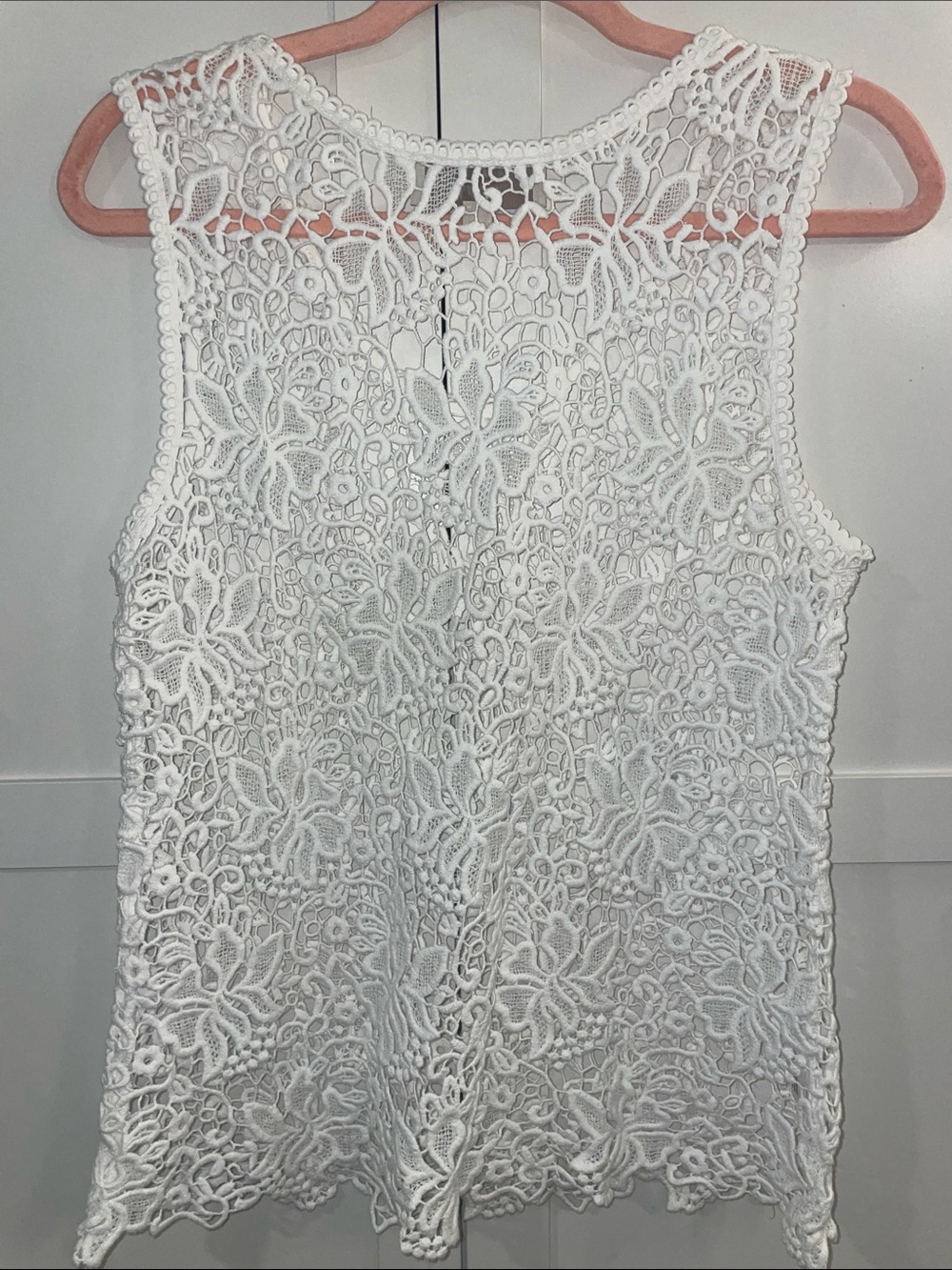 LOFT White Crochet Floral Tank Top - Picture 4 of 5